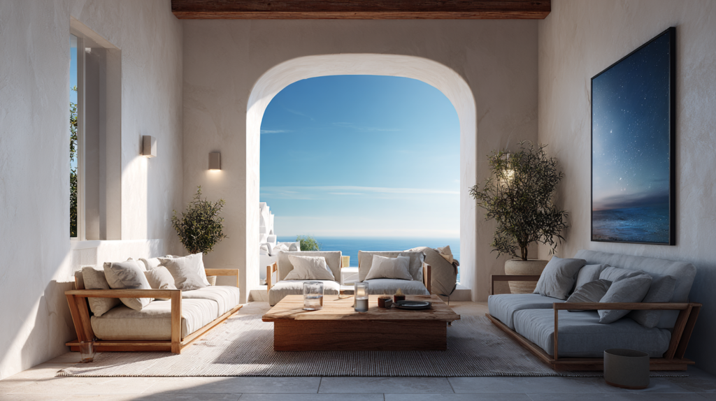 modern mediterranean living room