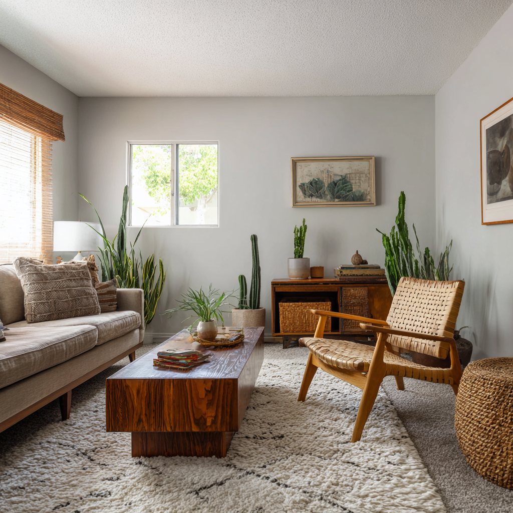 budget-friendly desert modern living room
