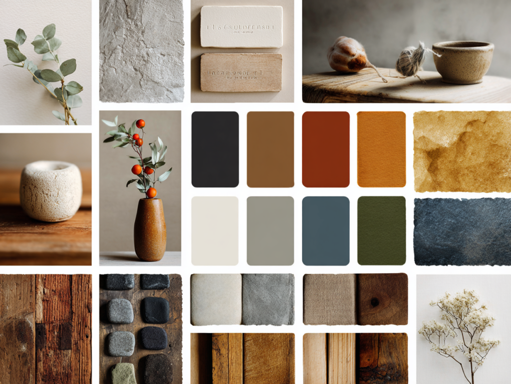 Japandi color palette mood board